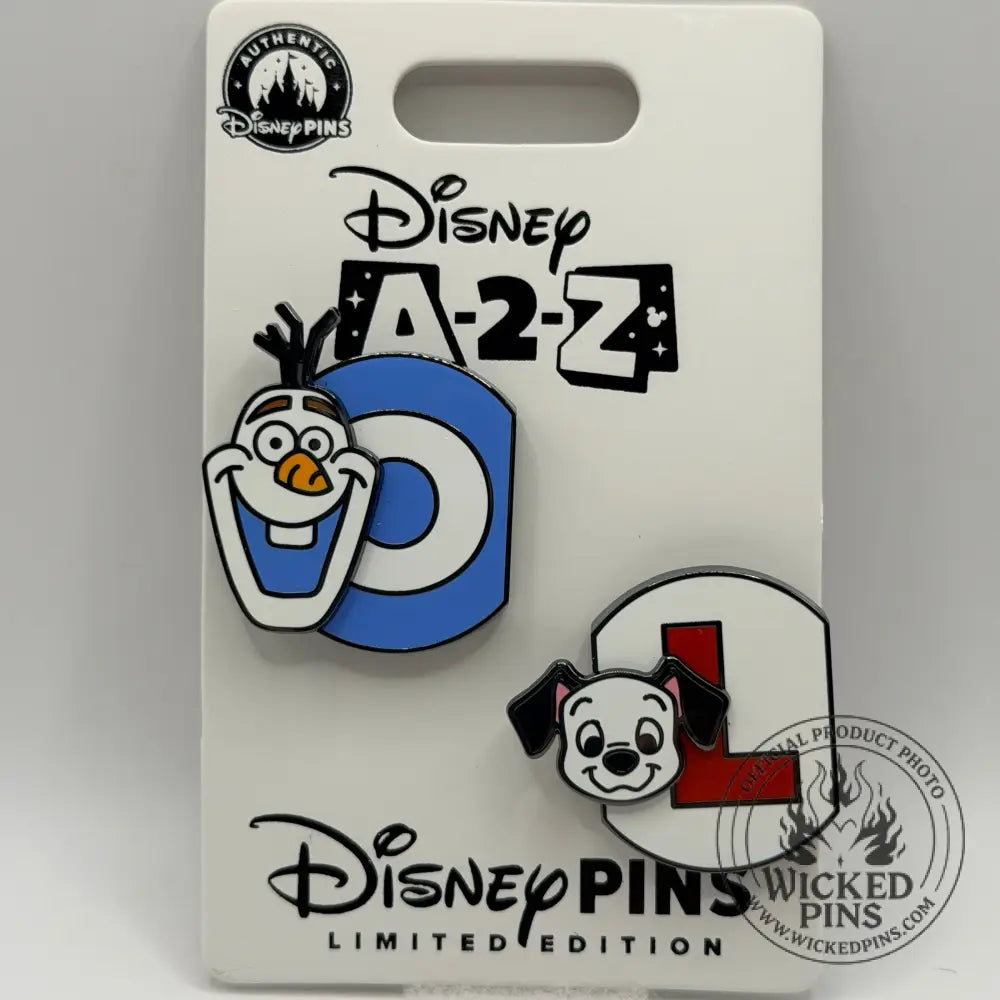 2026 A-2-Z Disney Pin Letter Series Olaf & Lucky 2-Pin Set LE 1250