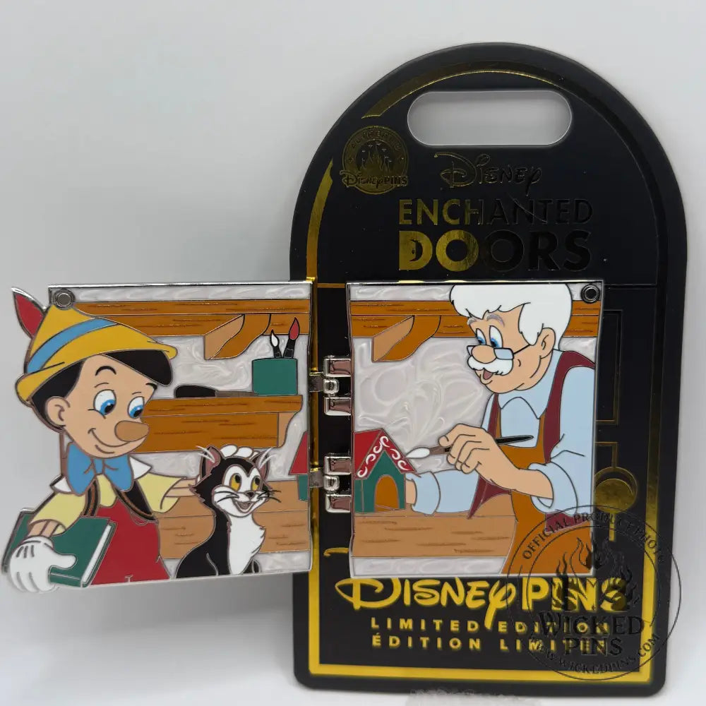 2026 Disney Park Enchanted Doors Pin 3 Of 12 Pinocchio Fígaro & Geppetto LE Pin