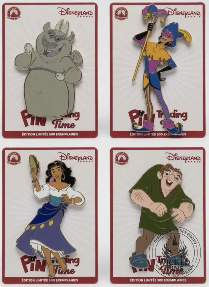 Disneyland Paris DLP Hunchback of Notre Dame 4 Pin Trading Time Set Limited 500 LE