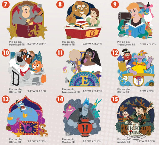 Pre-Sale Disney Pins A-2-Z Pin Event Alphabet Collection LE 650 Each Variation