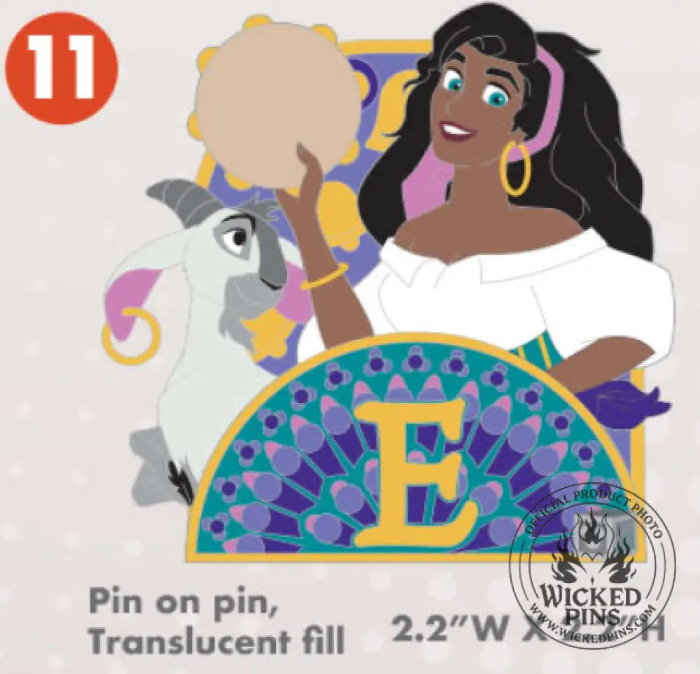 Pre-Sale Disney Pins A-2-Z Pin Event Alphabet Collection LE 650 Each Variation - E-Esmeralda and Djali