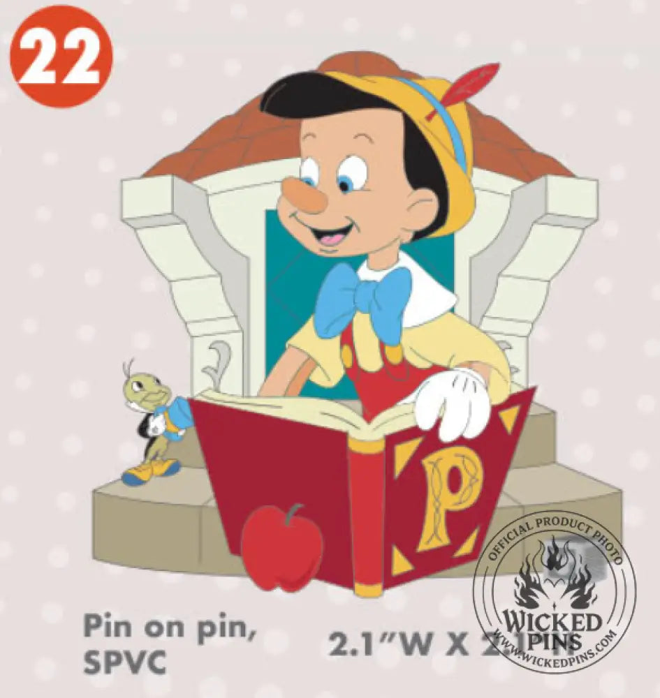 Pre-Sale Disney Pins A-2-Z Pin Event Alphabet Collection LE 650 Each Variation - P-Pinocchio and Jiminy Cricket