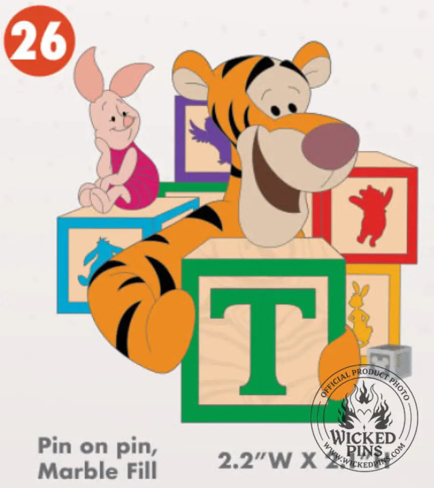 Pre-Sale Disney Pins A-2-Z Pin Event Alphabet Collection LE 650 Each Variation - T-Tigger and Piglet